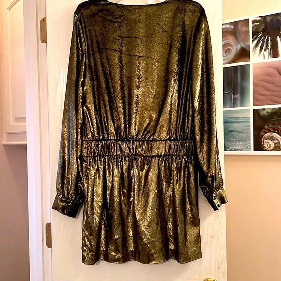 FRAME gorgeous gold metallic velvet mini dress - Picture 5 of 8